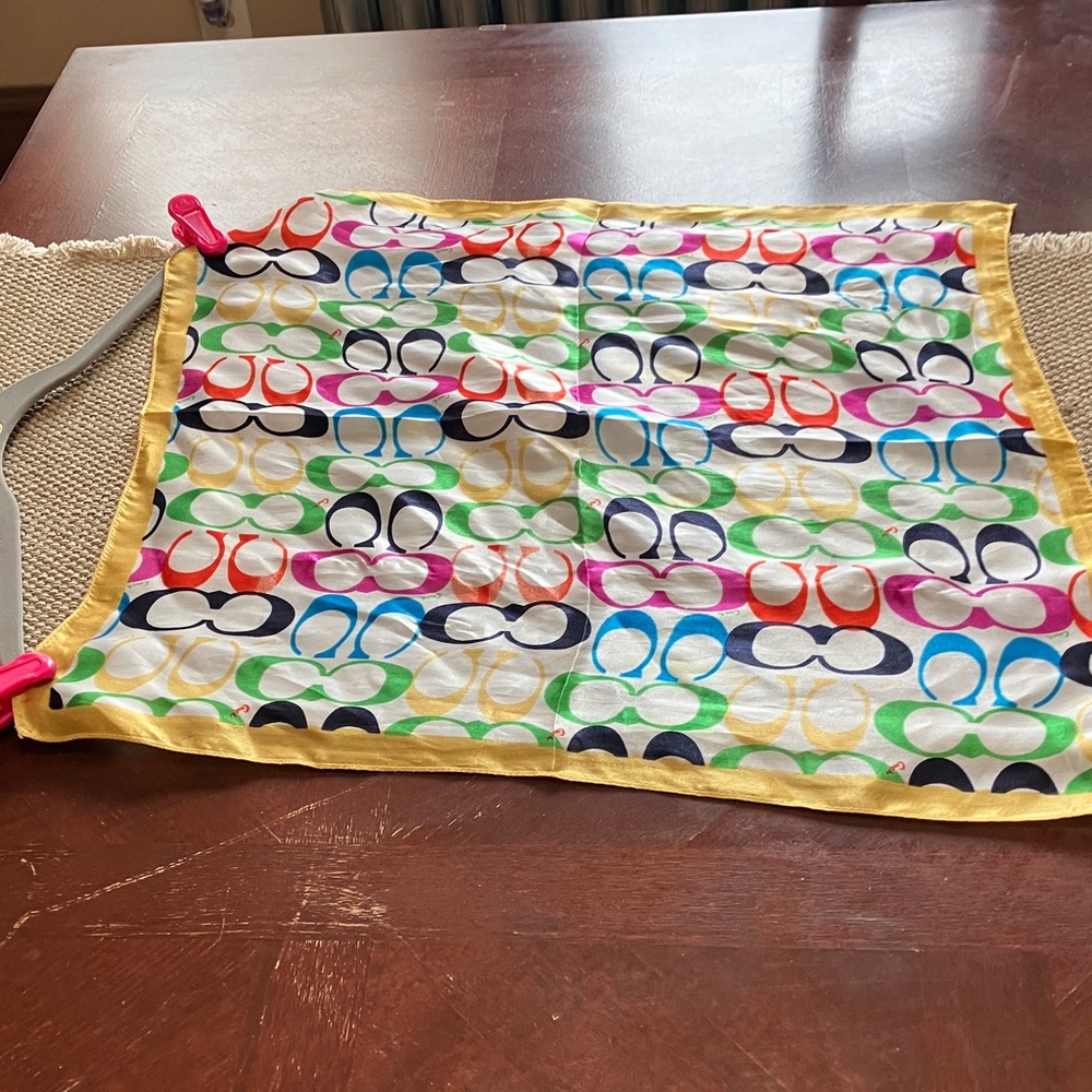 Coach Multicolor Signature Scarf with Yellow Border